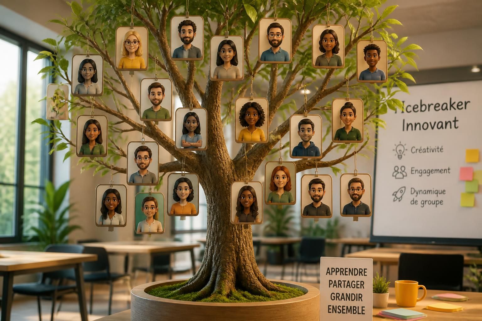 découvrez l'icebreaker arbre à personnage, un jeu créatif et engageant pour dynamiser vos formations et favoriser l'interaction entre les participants.